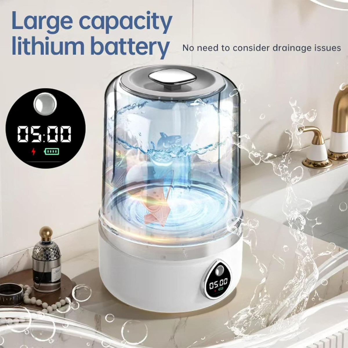 مینی ماشین لباسشویی پرتابل و مسافرتی چندکاره (Portable Mini Washing Machine) - Image 3